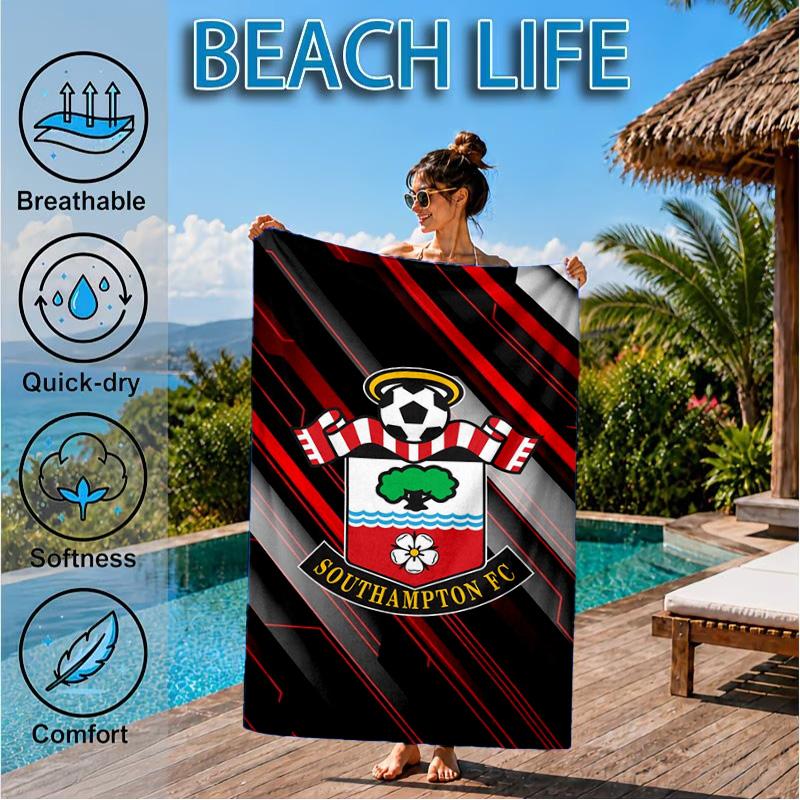 FC-Wappen-Design aufgedrucktes Mikrofaser-Strandtuch, Weich und saugfähig, Schnell trocknend, Ideal für Sommerreisen, Strand-Essential, Schwimmbad