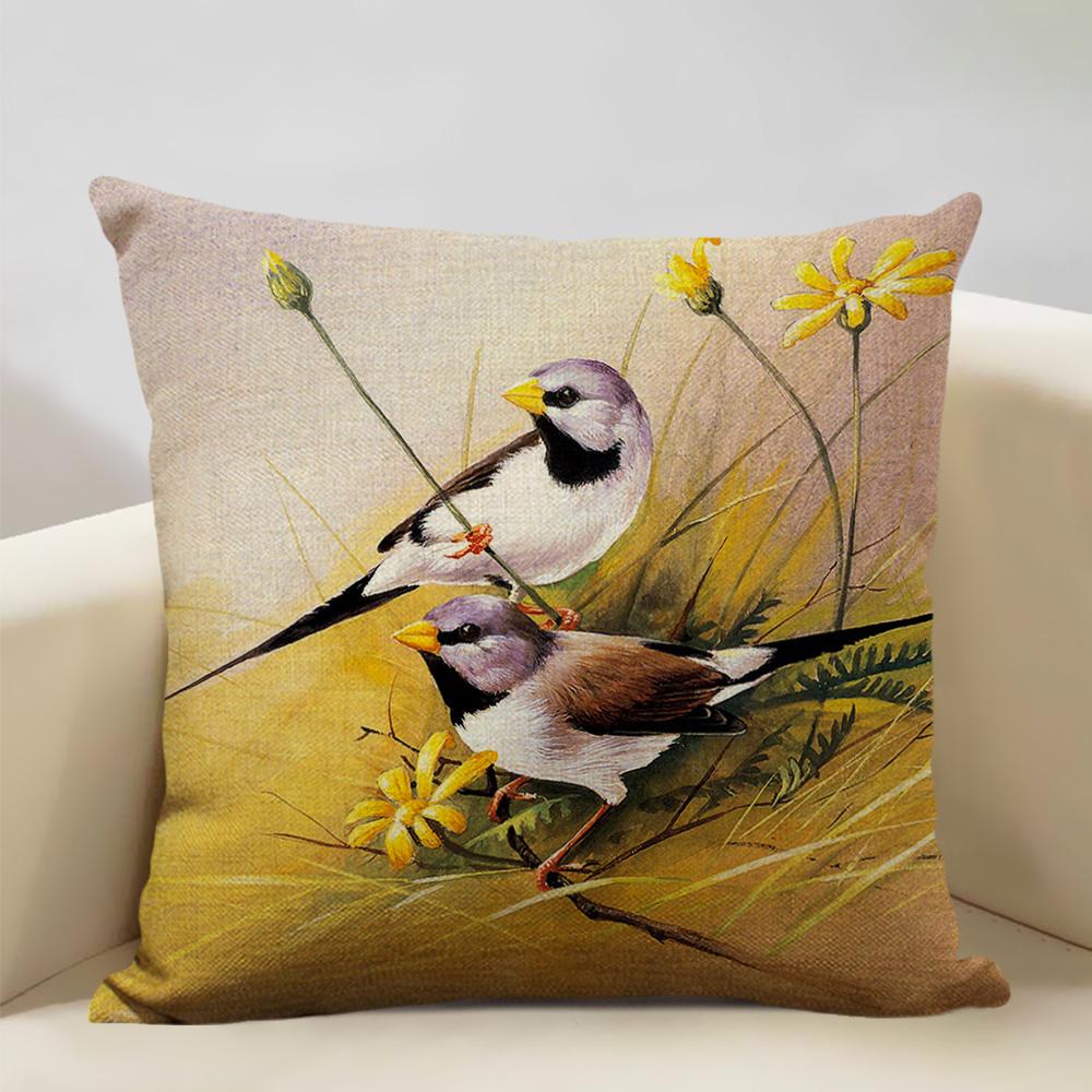 Bird Parrot Sofa Cushion Cover Bedroom Living Room Hotel Cafe Decoration Pillow Case 45x45cm Linen Pillowcase Chair Cushions