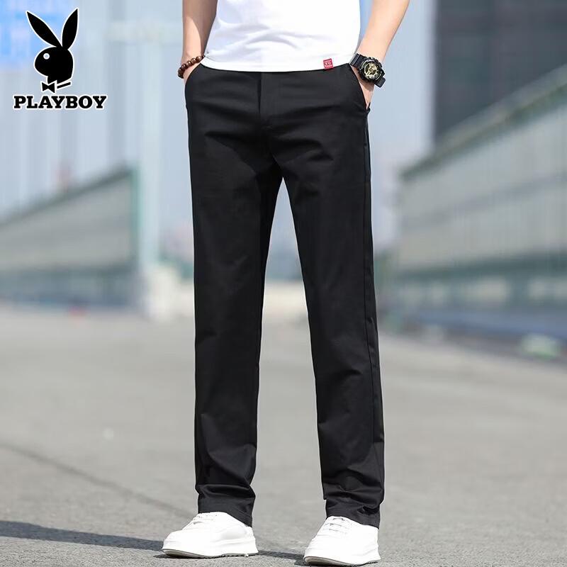 PLAYBOY Men s Summer Thin Loose Straight Casual Trousers 30