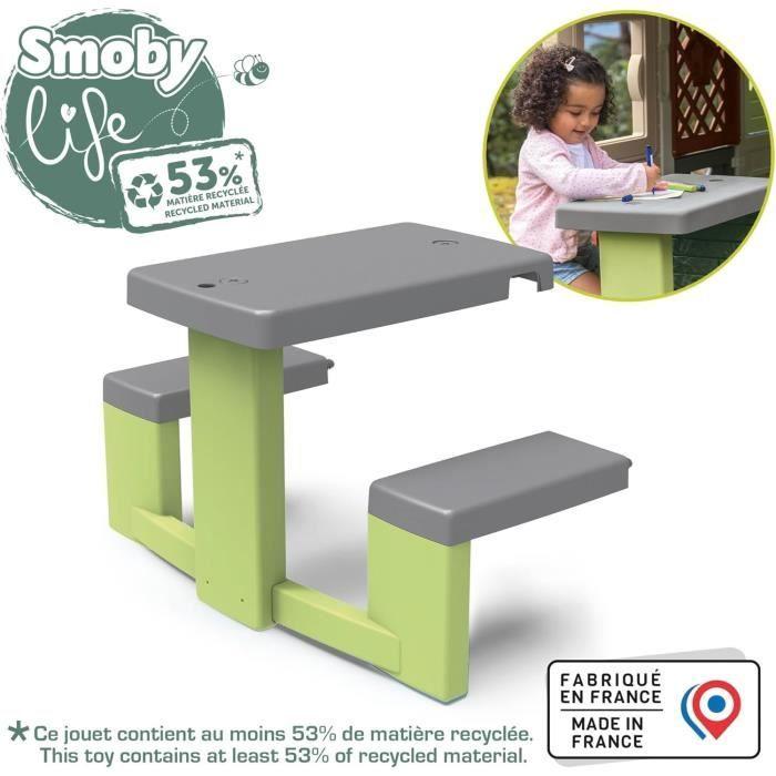 Smoby Life - Table de Pique Nique adaptable aux maisons Smoby - 2 bancs