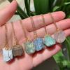Natural Stone Pendant Necklace Small Rock Quartz Pendulum Amethysts Citrines Fluorite Pink Crystal Necklace For Women Healing