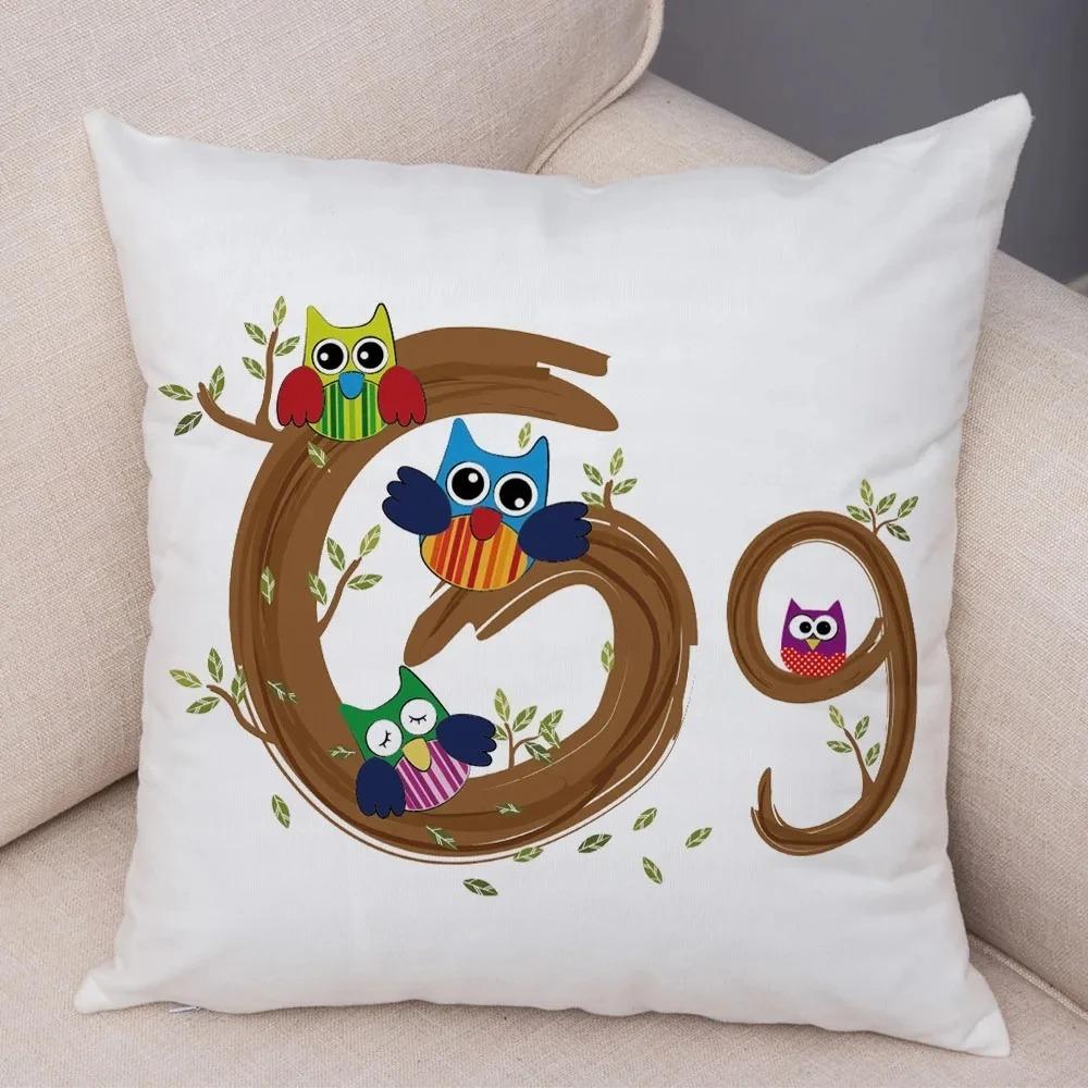 Owl Letter Decorative Pillowcase Car Ornaments Office Living Room Sofa Home Pillowcase