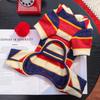 Pet Winter Warm Fleece-Like Four-Legged Bodysuit With Belly Cover British Style Striped Design Dogs Cats