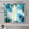 2pcs   Upscale Curtains 2D print Teal Peacock And Turquoise Feathers Versatile Polyester (without rod) Decorations For Home Use