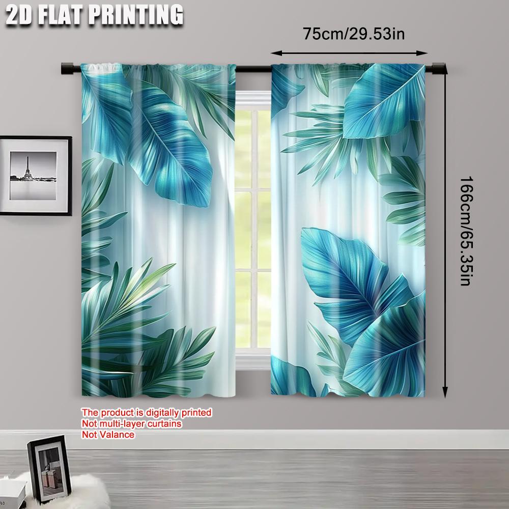 2pcs   Upscale Curtains 2D print Teal Peacock And Turquoise Feathers Versatile Polyester (without rod) Decorations For Home Use