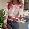 Women's Halloween Print Long Sleeve Neck Ribbed Top for Casual Fashion