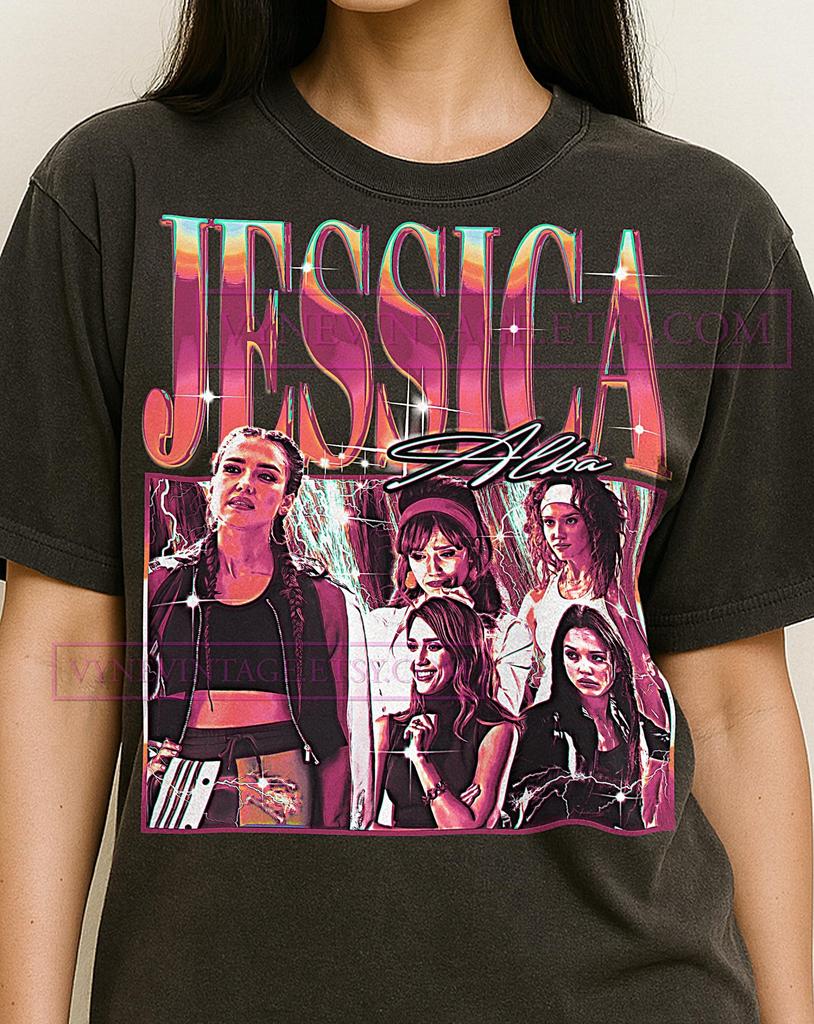 Jessica Alba Shirt, 90s Vintage Retro Bootleg Jessica Alba T-Shirt, Actress Tribute Graphic Tee, Hollywood Aesthetic Fan Shirt