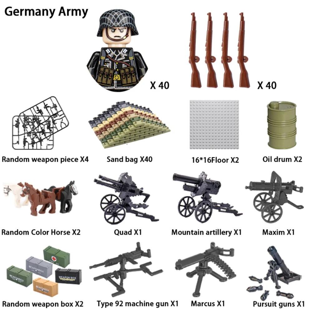 WWII Infantry Military Soldier War National Army Mini Gun Weapon Models Building Blocks Building Blocks Toys for Kids