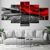 The red petals gray background 5 Piece Wallpapers Art Canvas Print modern Poster Modular art painting for Living Room Home Decor