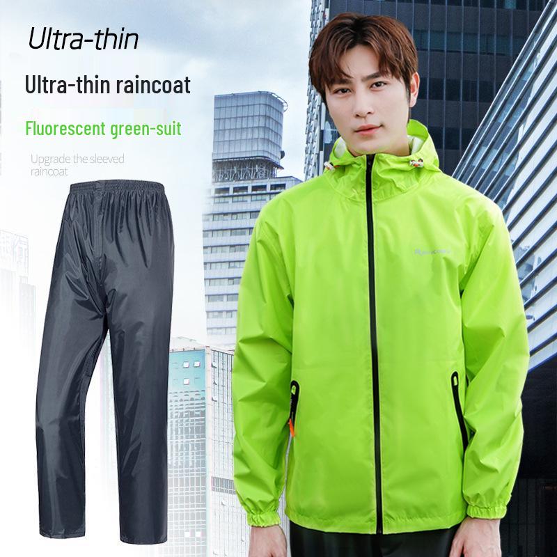 

Летний легкий штормоустойчивый дождевик и дождевые брюки - дышащая защита от солнца для всего тела для мужчин и женщин 4XL флуоресцентный зеленый