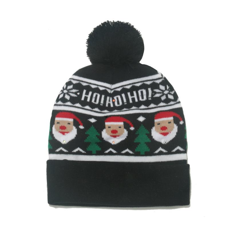 2025 autumn and winter new knitted hat Christmas holiday party LED light Christmas hat