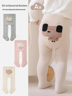 Otoño 2025 Medias de Dibujos Animados Antibacterianas para Bebé Niña - Sin Costuras, Lindas, Leggings de Gran PP