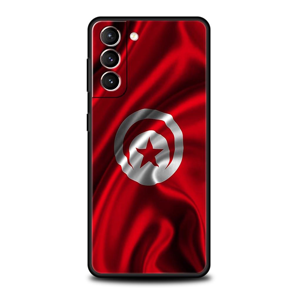 Tunisia Flag Phone Case For Samsung Galaxy S26 Ultra S25 Plus S24 FE S23 S22 5G S21 S20 Cover Black Soft