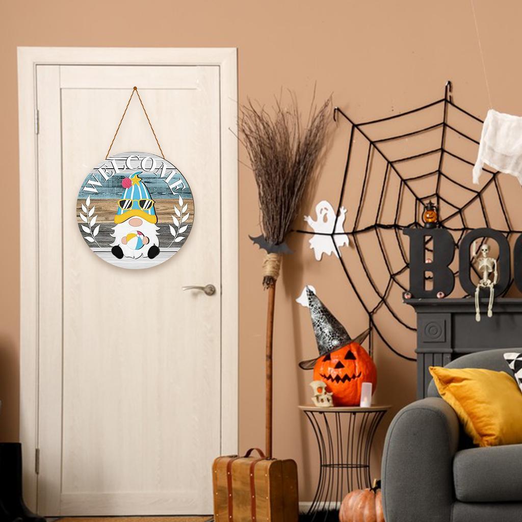 Halloween Gnome Welcome Sign Multi-Purpose Dwarf Wooden Sign DIY Gnome Door Sign Decor for Front Doors Porches Wall Decor
