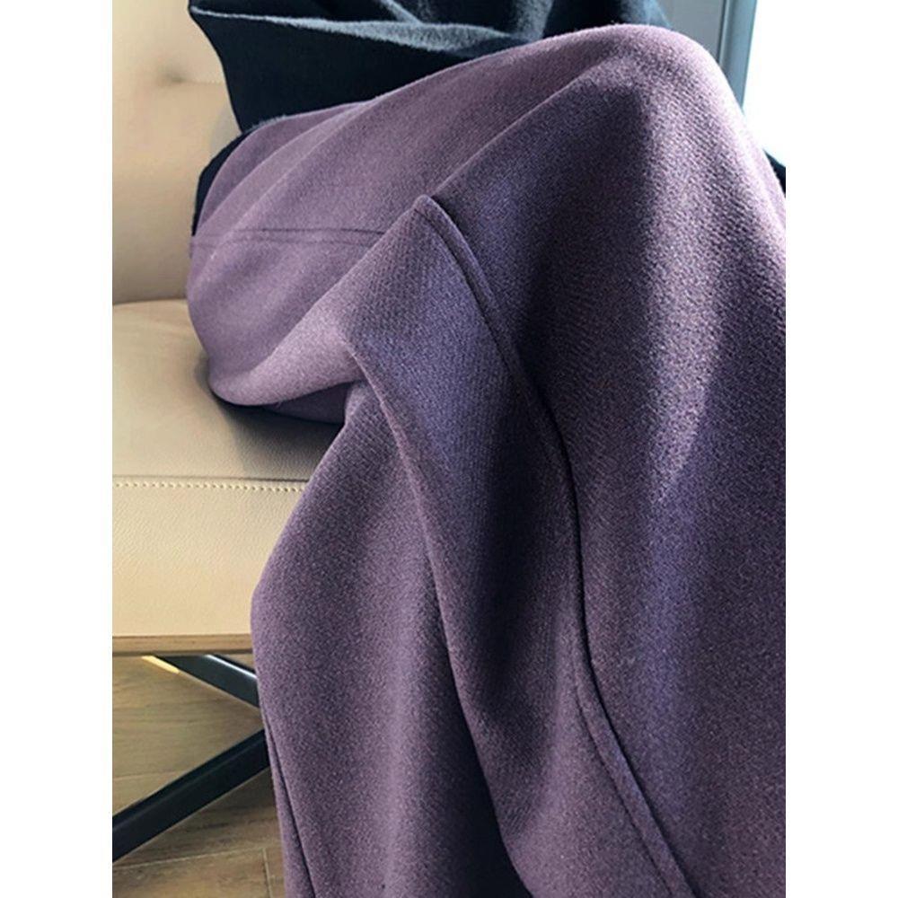 2025 Winter Retro Women s High-Waist Wool Wide-Leg Pants – Warm, Casual, Loose-Fit Small