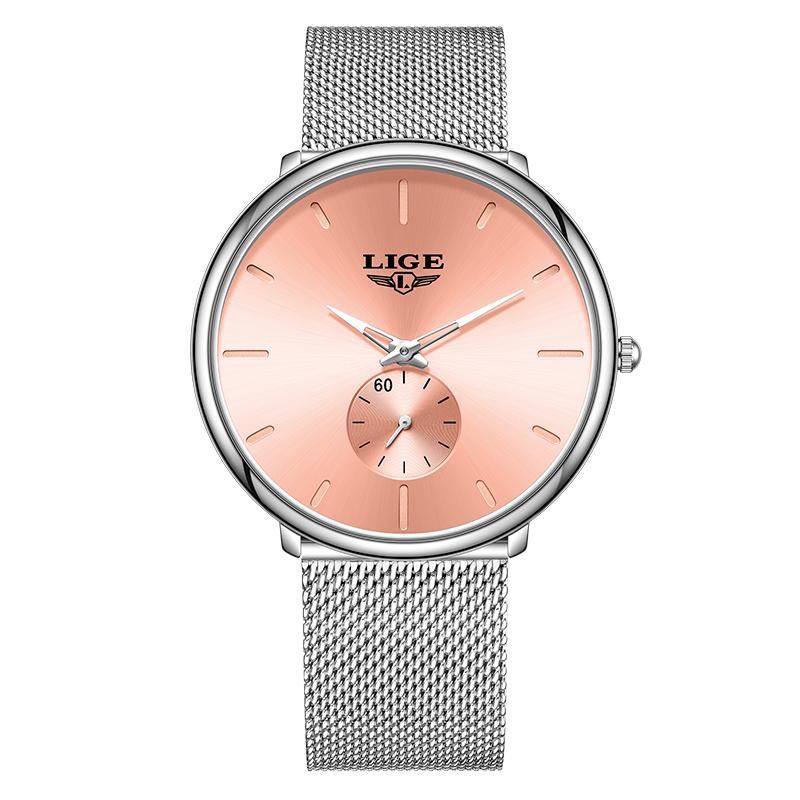 LIGE Ultra Dünne Netz-Quarzuhren Für Damen Einfach Elegant Wasserdicht Damen Uhr Mode Sport Damen Armbanduhr Reloj