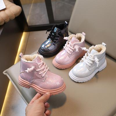 Children's Snow Boots with Plush Warm Shoes, Short Boots for Boys and Babies, Shoes for Girls with Cotton Boots