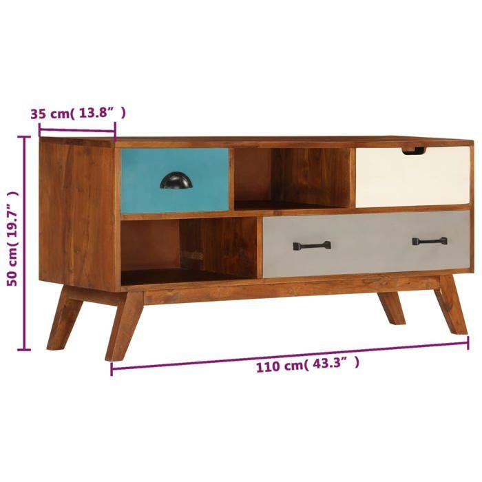 VidaXL Meuble TV avec 3 tiroirs 110x35x50 cm Bois d'acacia solide