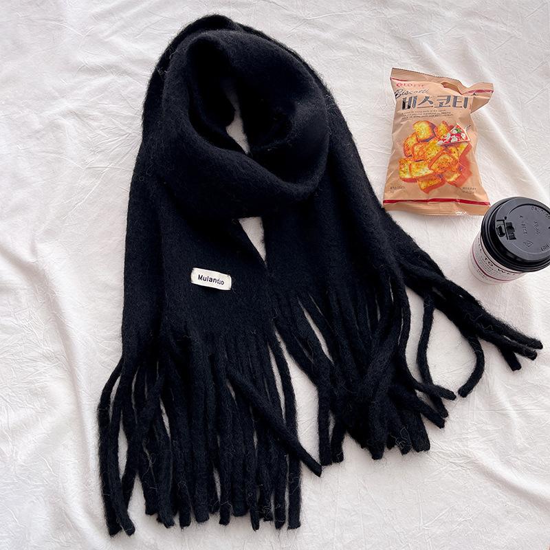 Ankara red wool Christmas solid color wool scarf women's winter high-end atmosphere shawl