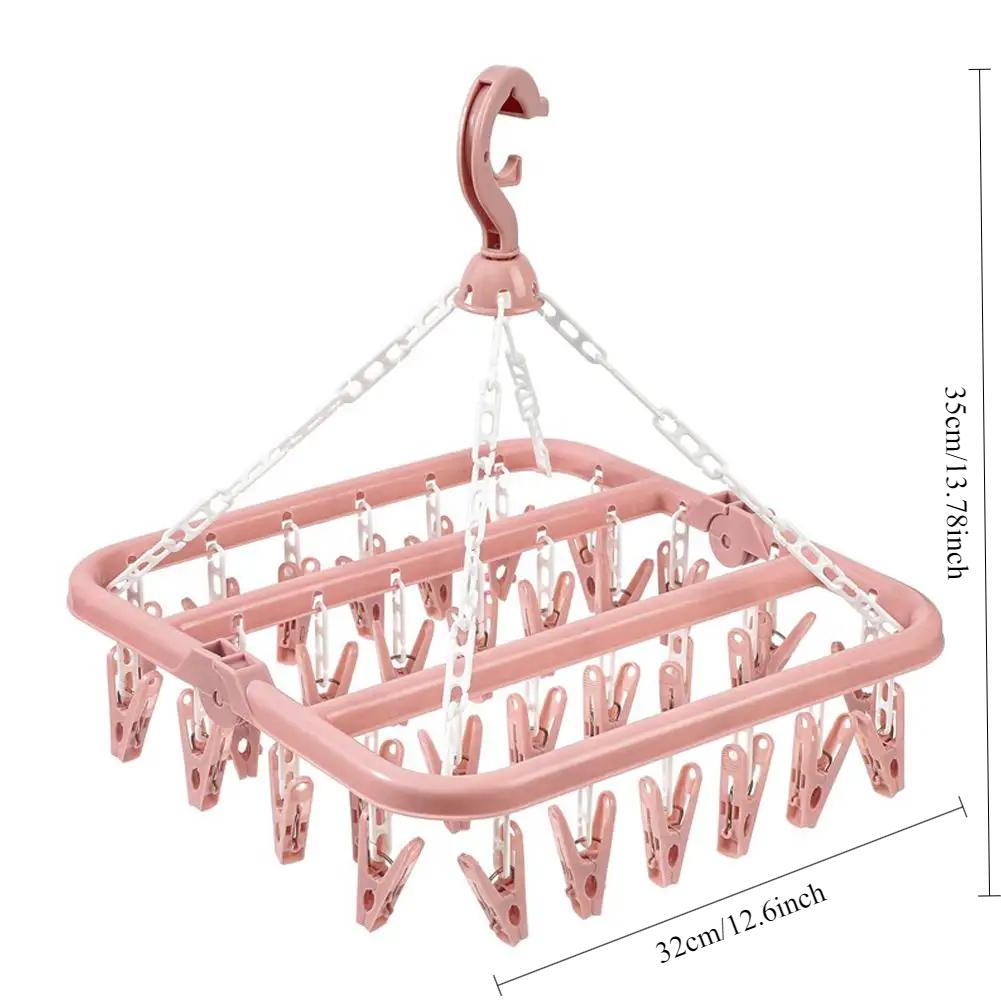 Tendedero multifuncional para ropa con 32 pinzas, resistente al viento, para calcetines y hogar.