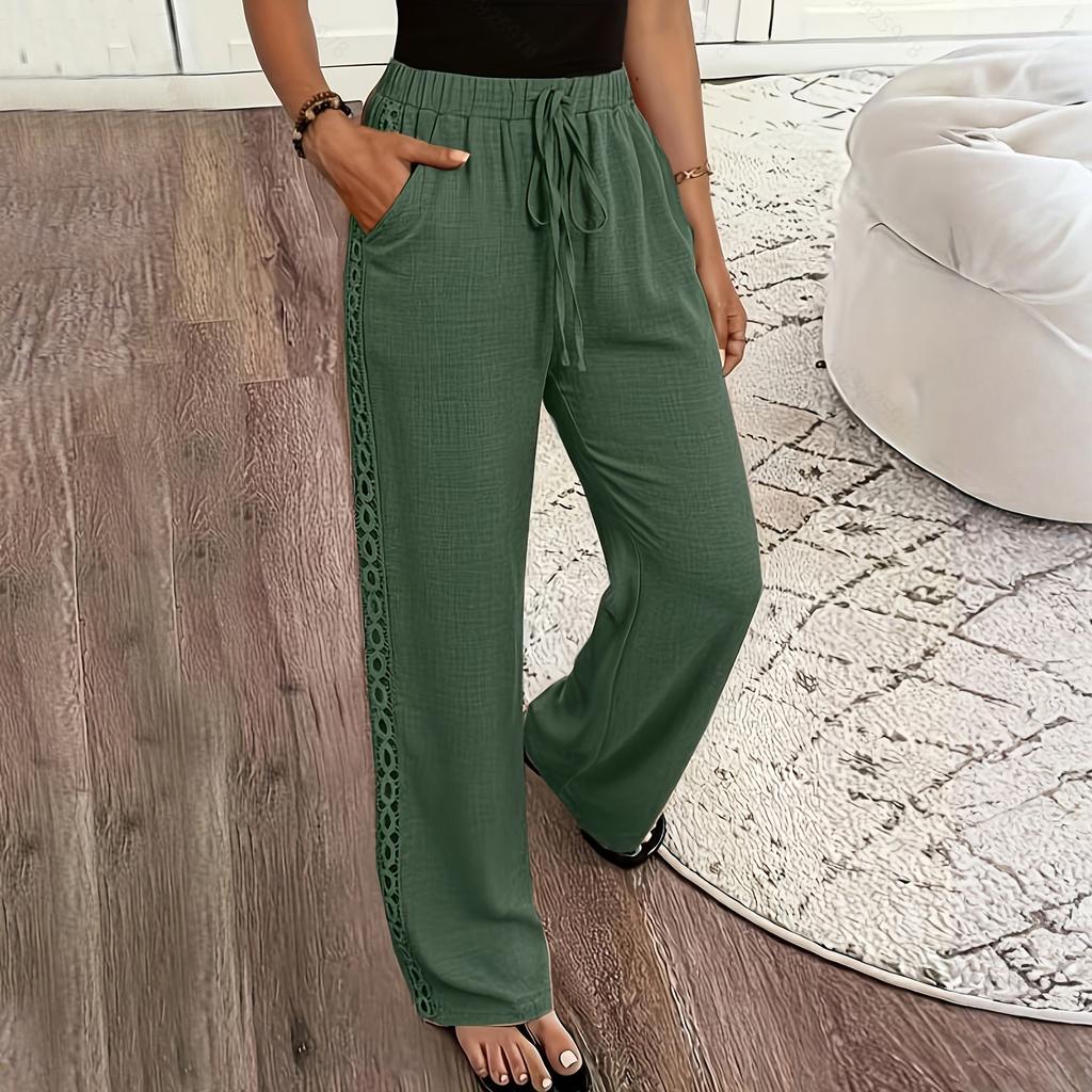 Women's  Pants Linen Pants Women Wide Leg High Waisted  Elastic Waist Casual Summer Beach Vacation Pants