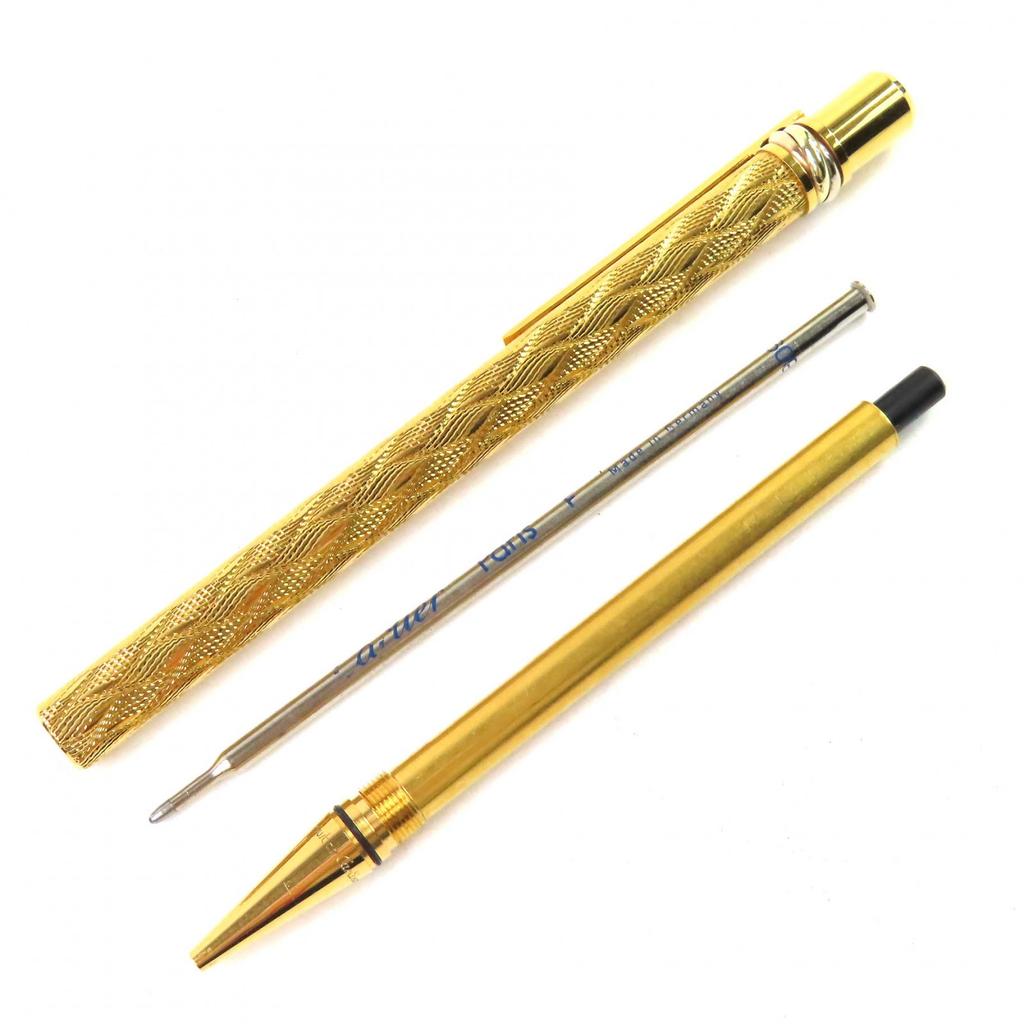Great Cartier Ballpoint pen Must de Cartier Trinity Wave Pattern Twist Type gold Used