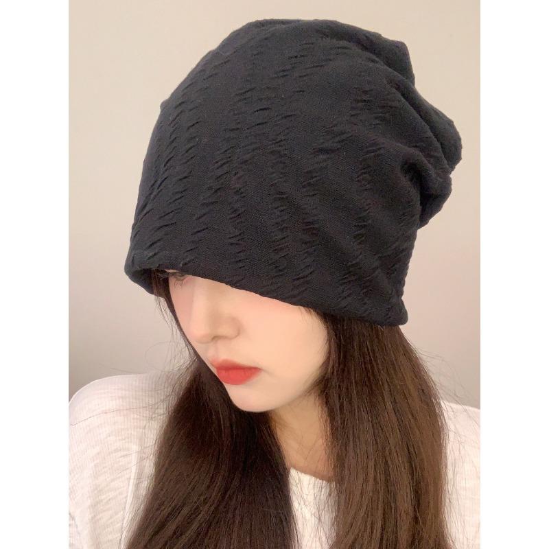 Autumn and Winter Hats for Women Black Piles of Hats Thin Big Head Circumference Ins Face Small Confinement Hats and Head Hat Trendy