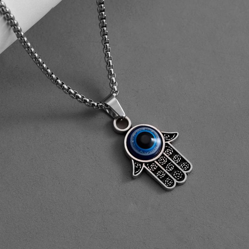 New Fashion Hand of Fatima Devil's Eye Necklace Hip-Hop Feeling Jewelry
