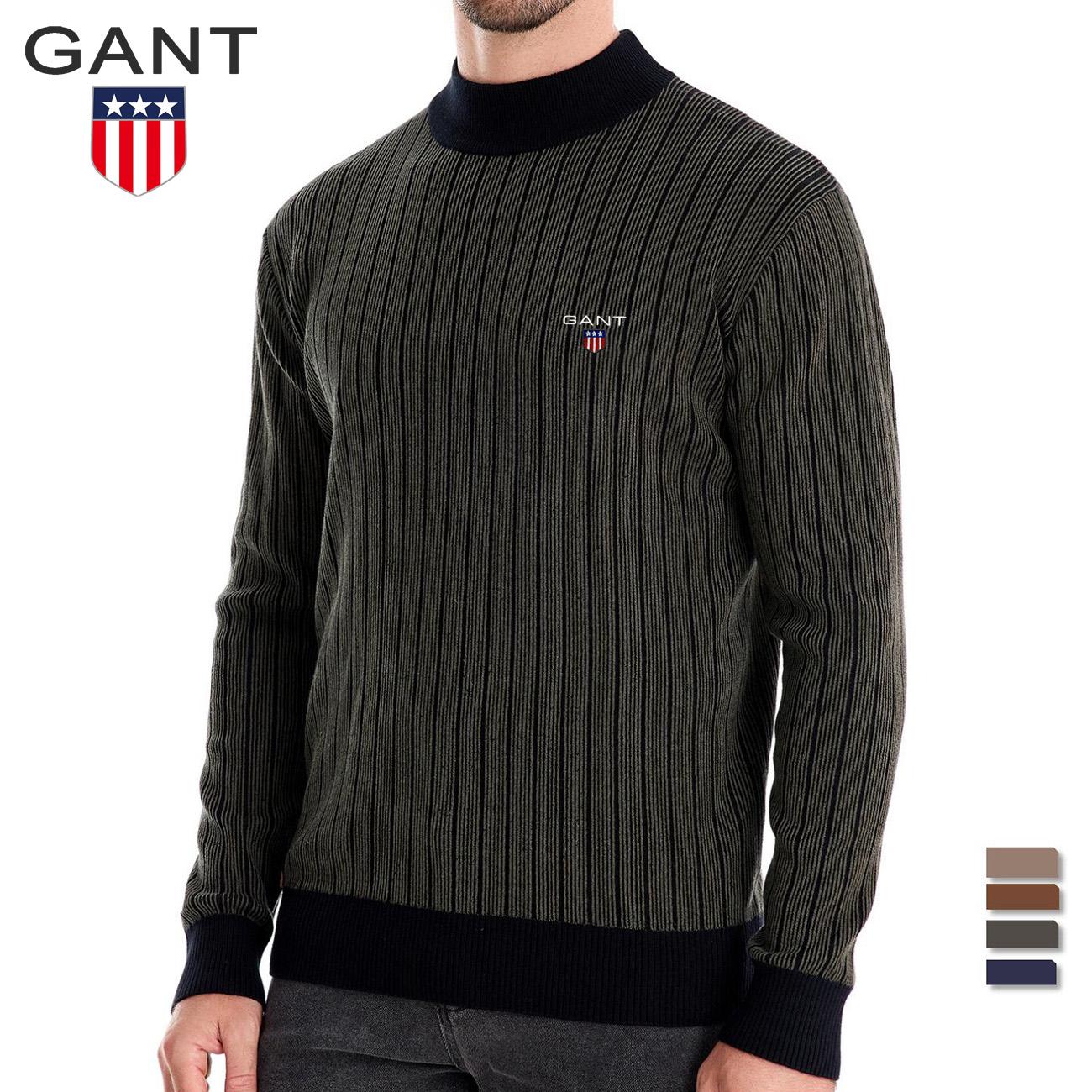 

GANT Autumn and Winter Embroidered New Semi High Neck Slim Striped Top, Fashionable Quality Men s Pullover Sweater XXL