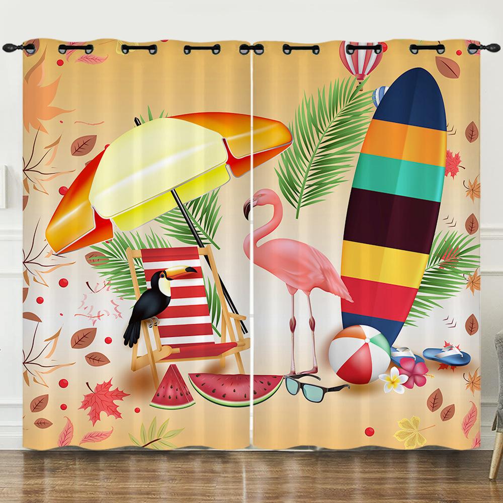 Curtain Cartoon Love Poster 3D Digital Printing Blackout Curtain Punching 2pcs*97cm*114cm*2