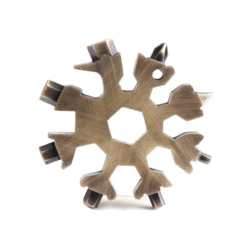 18 In 1 Snowflake Snow Wrench Tool Spanner Hex Wrench Multifunction Camping Outdoor Survive Tools Bottle Opener Screwdriver
