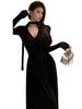 Niche Design Pleated Ribbon A-line Knit Dress – Women's Spring/Autumn Slimming Long Style