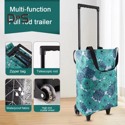 Einkaufswagen mit Rädern, zusammenklappbarer Einkaufswagen, 2-in-1-Klappdesign, tragbare Tasche, wasserdicht, zum Treppensteigen, Teleskop-Trolley, Tragetasche