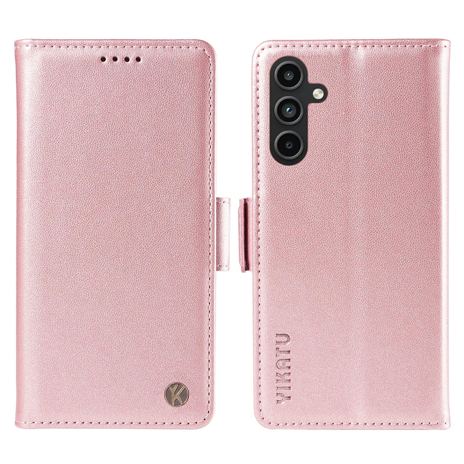 

YIKATU YK-003 For Samsung Galaxy A15 4G Leather Case Wallet Card Slots Mobile Phone Cover Wholesale Rose Gold