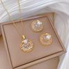Exquisite French Hollow Shell Pearl Rhinestone Necklace Light Luxury Personality High-end Retro Fashion Stainless Steel Pendant
