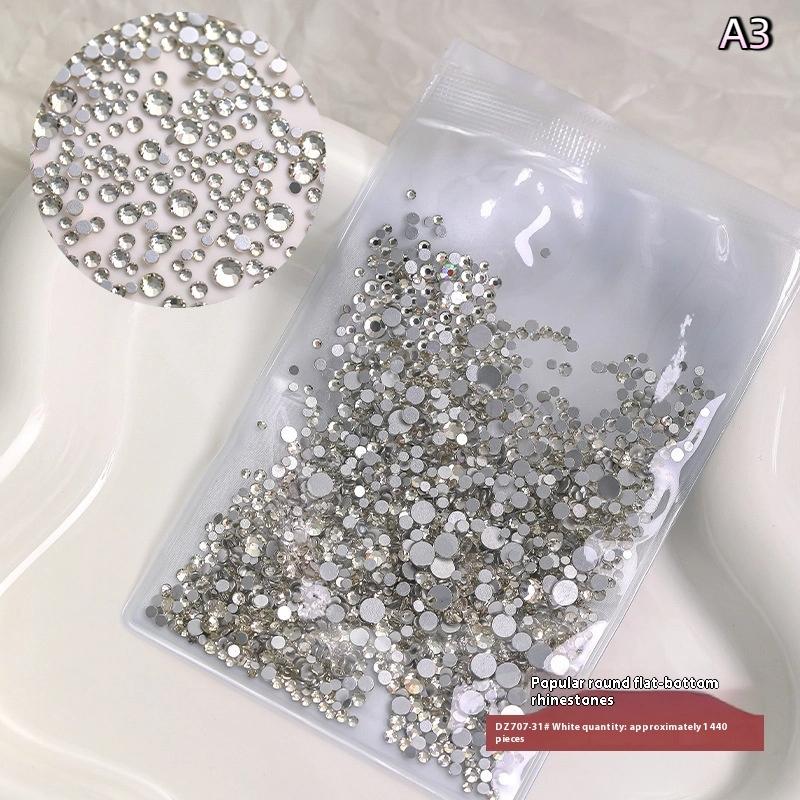 

1440Pcs Nail Rhinestones Round Crystal Ab Flat-Bottom Nail Diamond Nail Gems Glass Ab & Clear Kit Nail Art Charms Diy A3