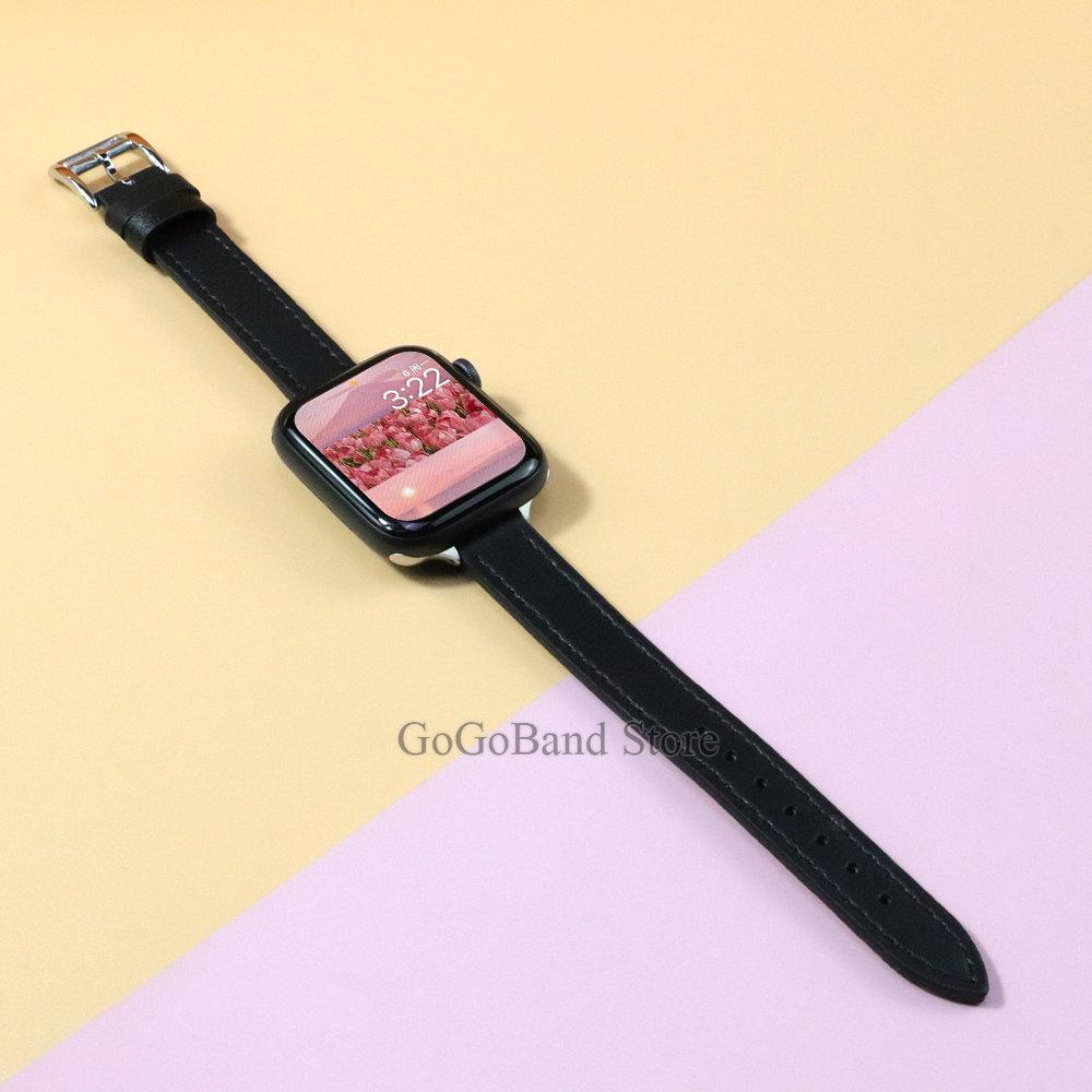 Slim Leather Strap for Apple Watch Band 49mm 45mm 44mm 42mm 41 38 40mm Woman Bracelet for IWatch Series Ultra 8 7 6 SE 5 4 3 2 1