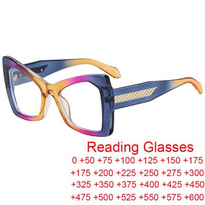 Anti-Blaulicht Damen Lupenbrille Elegante Vollrand Quadratische Brille Klare Gläser Modische Lesebrille
