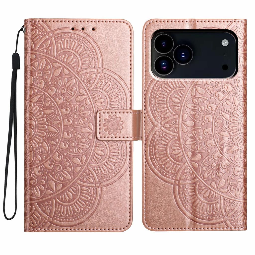 For iPhone 17 Pro Max Leather Case with Card Slots Mandala Pattern Phone Cover Stand