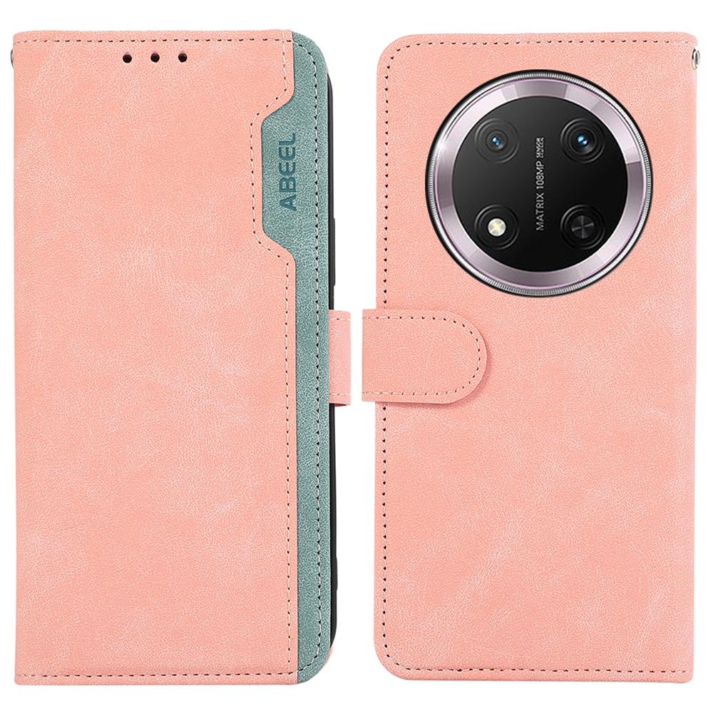 

ABEEL Чехол для Honor Magic7 Lite 5G/X9c 5G/X60 Pro 5G Кожаный чехол-книжка с цветовой вставкой и RFID-блокировкой Pink