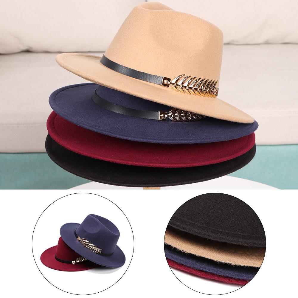 Fashion Wool Women Wide Brim Hat Sun Hat Felt Trilby Jazz Cap
