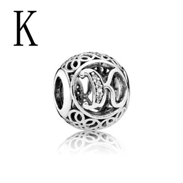 New Authentic Letter Shape A To Z Beads Charm Fit Original Fashion Bracelet Diy Accessories Jewelry For Women
