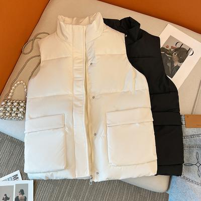 Women's Short Down-Cotton Padded Vest for Autumn/Winter Plus Size Loose and Versatile Waistcoat Outer Wear
