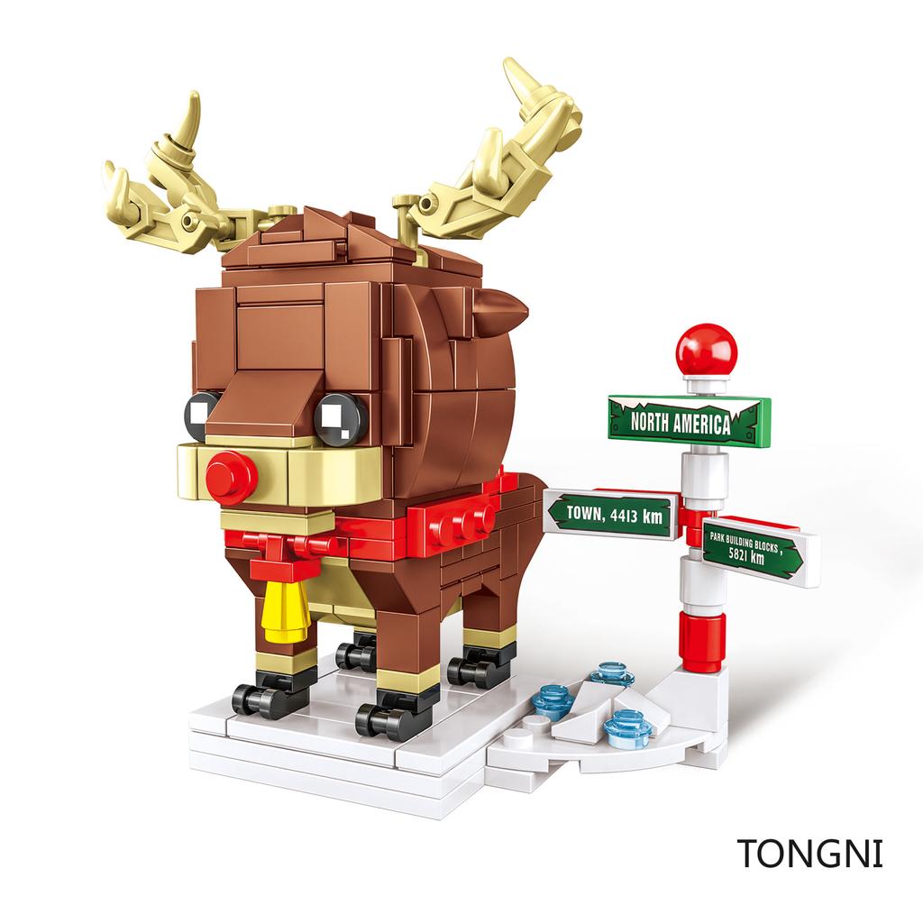 Single 1pcs Christmas Santa Claus Elk Snowman Tree Model Building Blocks Model Gift Toys for Children Xmas
