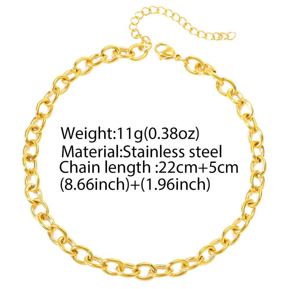 Stainless Steel Anklets Minimalist Temperament Glossy Chain Hip-Hop Retro Anklets For Women Zircon Everyday Wear Gifts New In