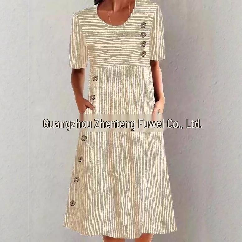 Plus-Size Printed Pocket Maxi Dress