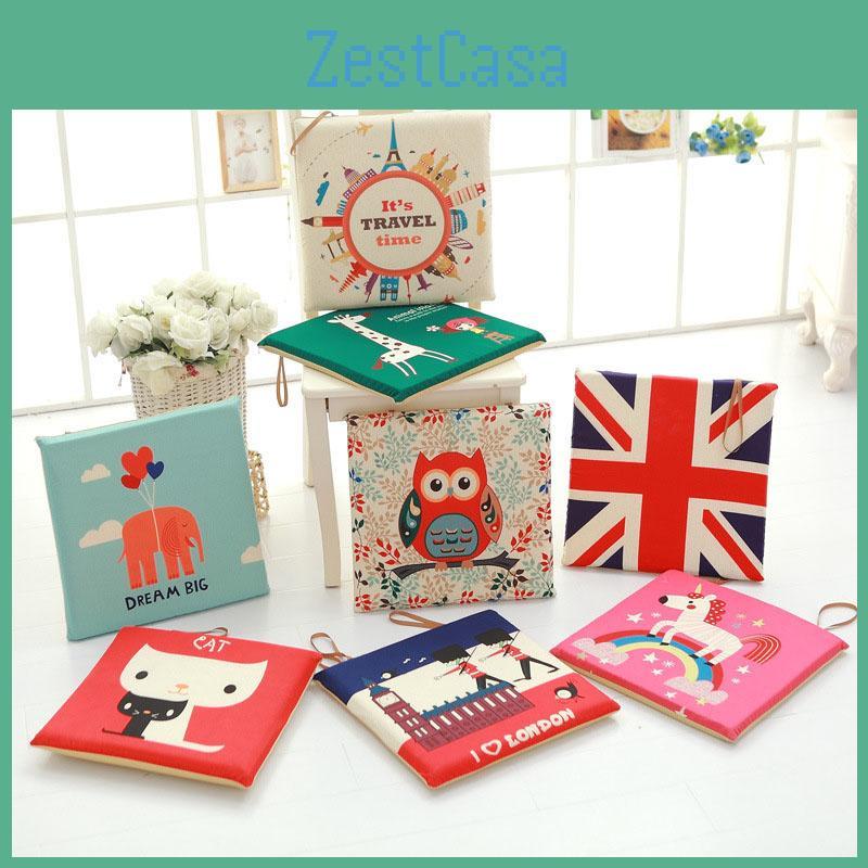 Cartoon-Muster Memory-Schaum Quadratische Stuhlkissen mit abnehmbarem waschbarem Bezug