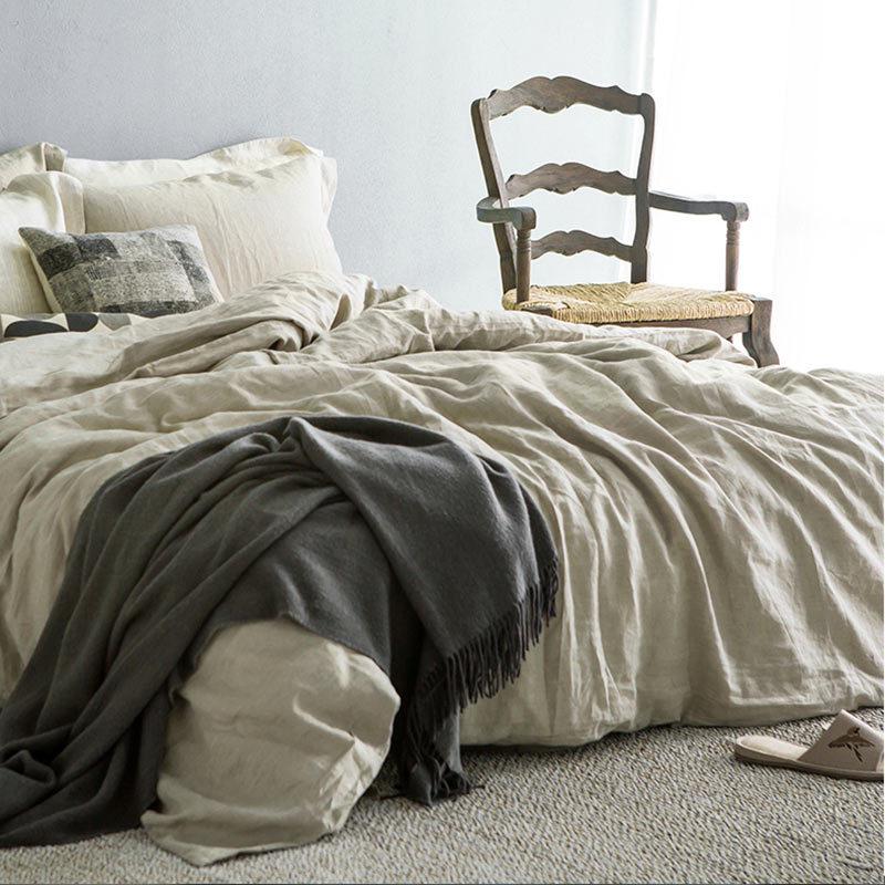 100% Washed Linen Duvet Cover And Pillowcases Natural France Flax Quilt Cover Breatherable Ultra Soft Farmhouse Bedding