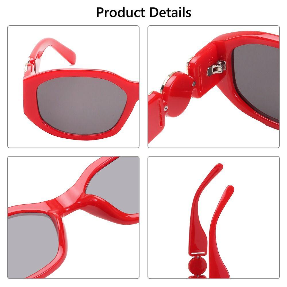 

Frame UV Protection Y2K Irregular Sunglasses Sun Glasses Vintage Shades with Metal Rose Design Red-Black Gray