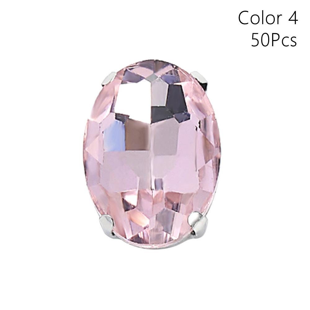 50Pcs/Pack With Silver Claw Glitter Sewing Rhinestones Sew On Diamond Beads Ornament  For Needlework